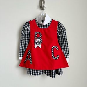 Vintage Toddler ABC Alphabet School Girl Dress 2T
